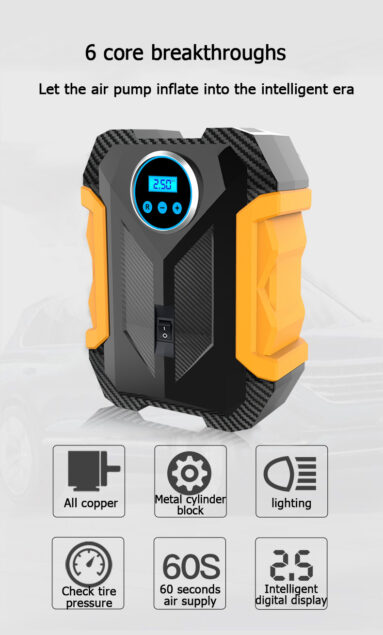 Compresor de Aire Portátil para Coche, Inflador de Neumáticos Digital con Luces LED