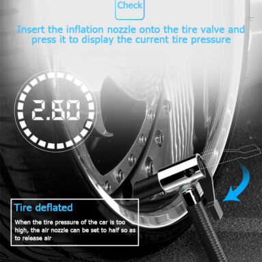 Compresor de Aire Portátil para Coche, Inflador de Neumáticos Digital con Luces LED