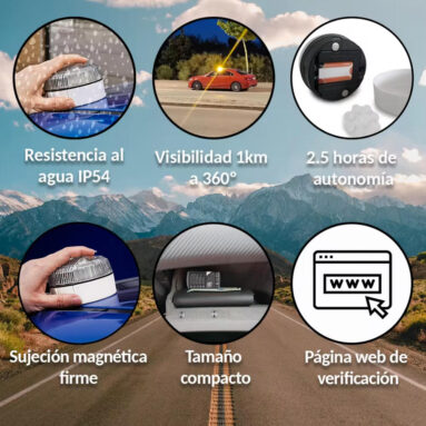 Baliza v16 Homologada DGT con Geolocalizador, Luz Emergencia LED de Coche y Moto